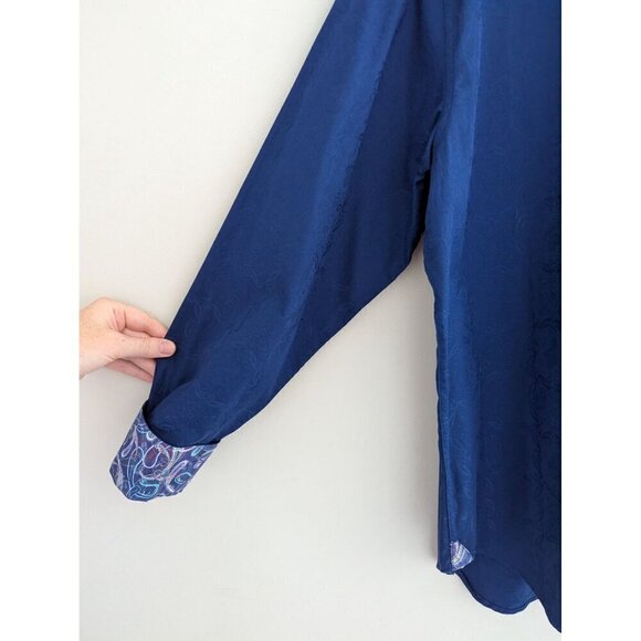 Robert Graham Knowledge Wisdom Truth Floral Print Navy Shirt Size M - Picture 3 of 10